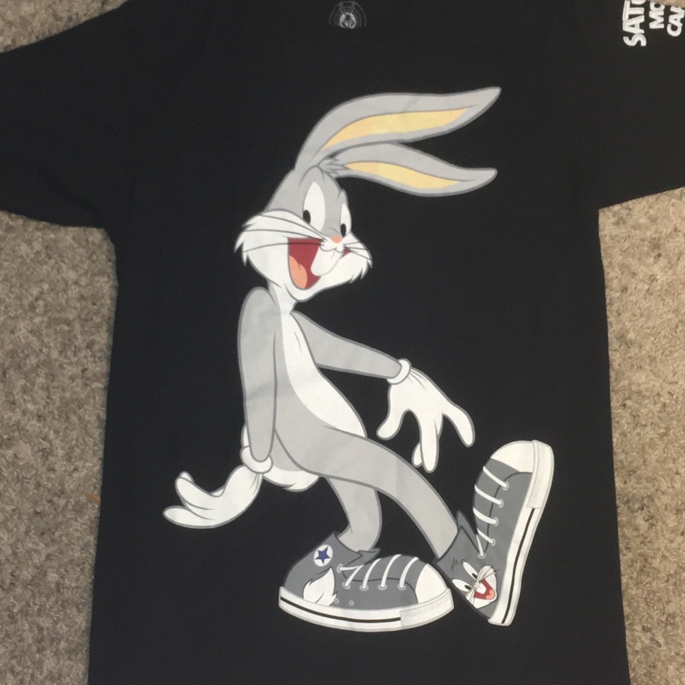 Bugs Bunny Mens Sz S Black Tee Front & Back Print